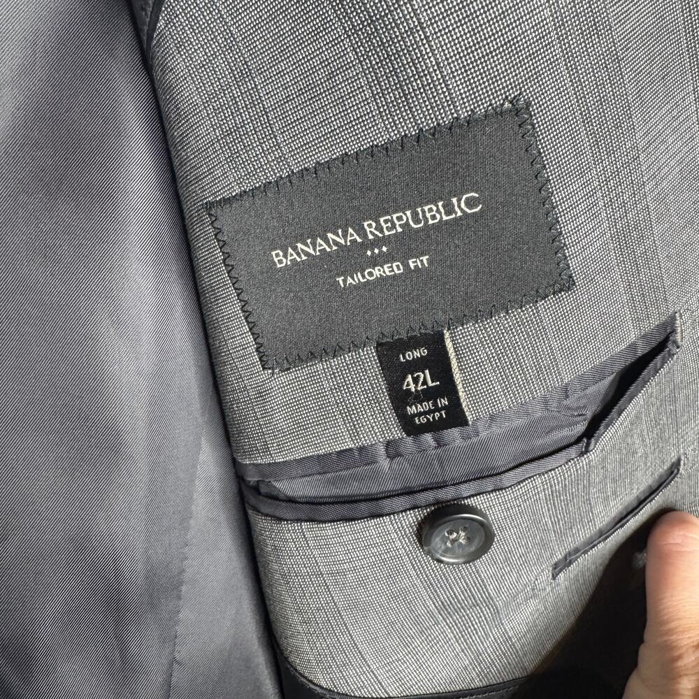 Banana Republic 42L Tailored Fit Gray Blazer Sport Coat Two Button Wool Blend - Picture 3 of 4
